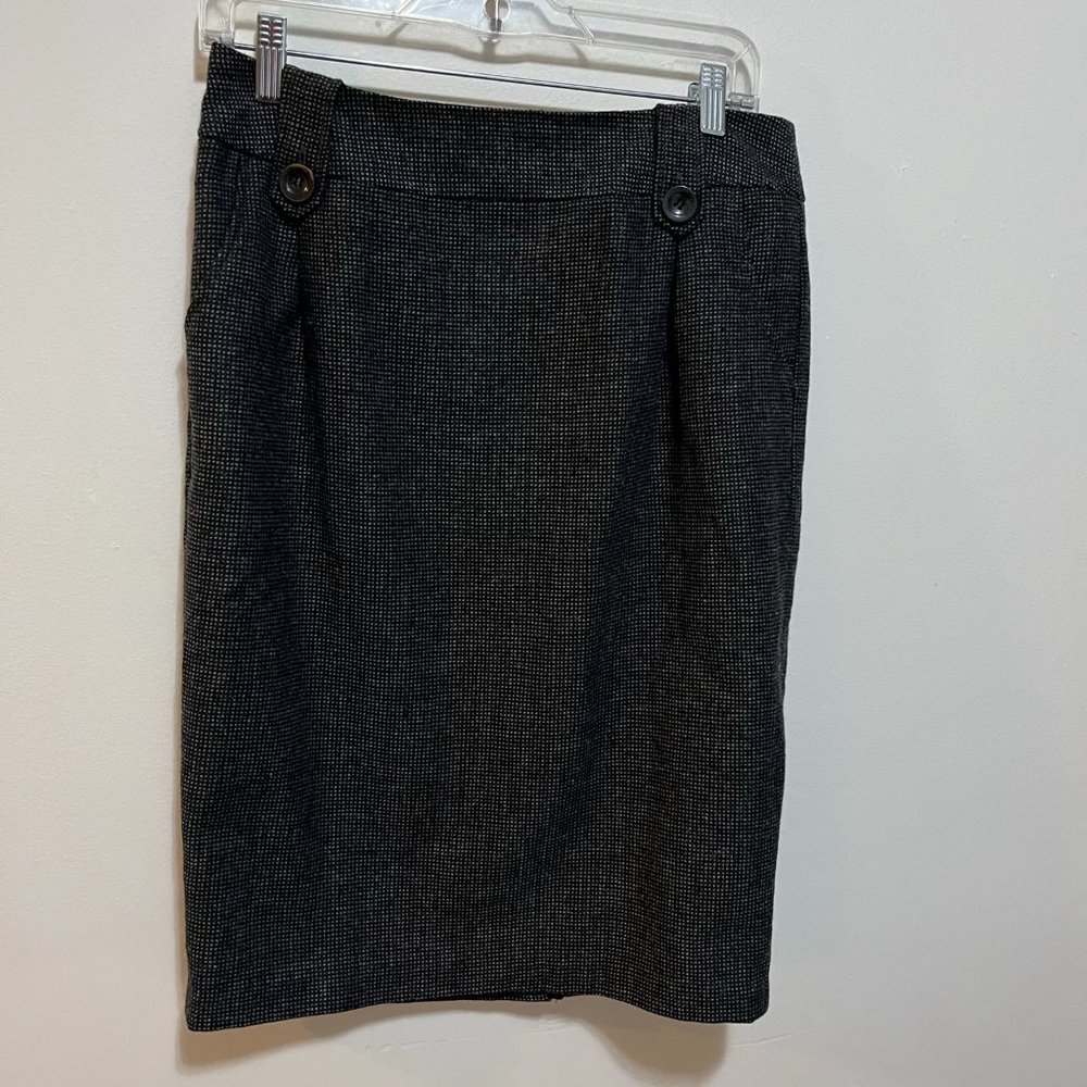 Dalia Collection Dark Brown Tweed Pencil Skirt